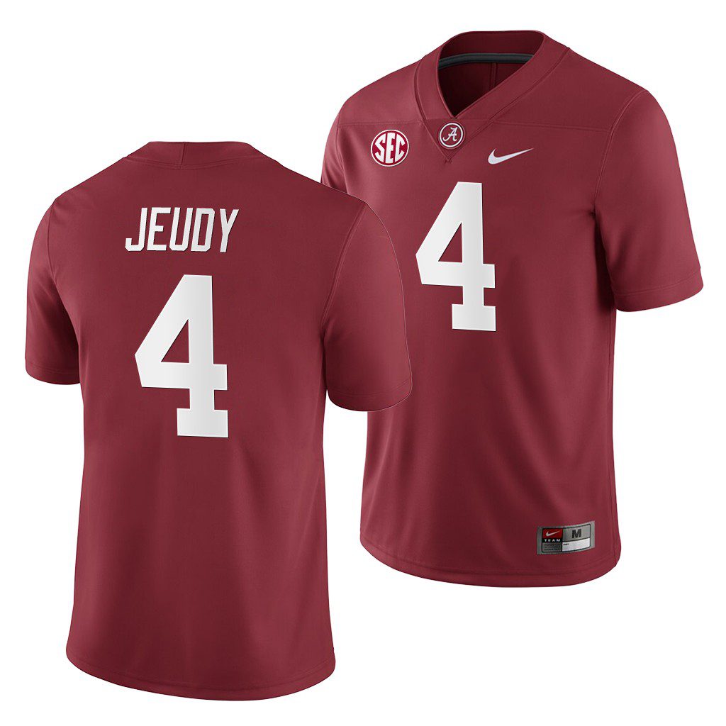 Men's Alabama Crimson Tide Jerry Jeudy #4 2019 Crimson Home Game NCAA College Football Jersey